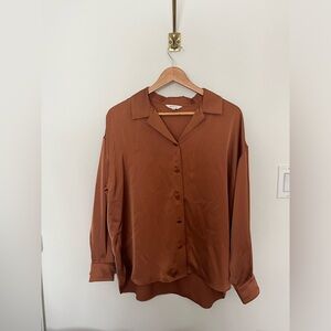 Satin brown oversized shirt